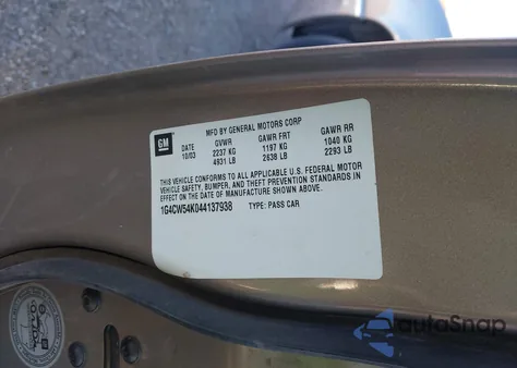 2004 Buick Park Avenue z USA, uszkodzony, nr VIN 1G4CW54K044137938